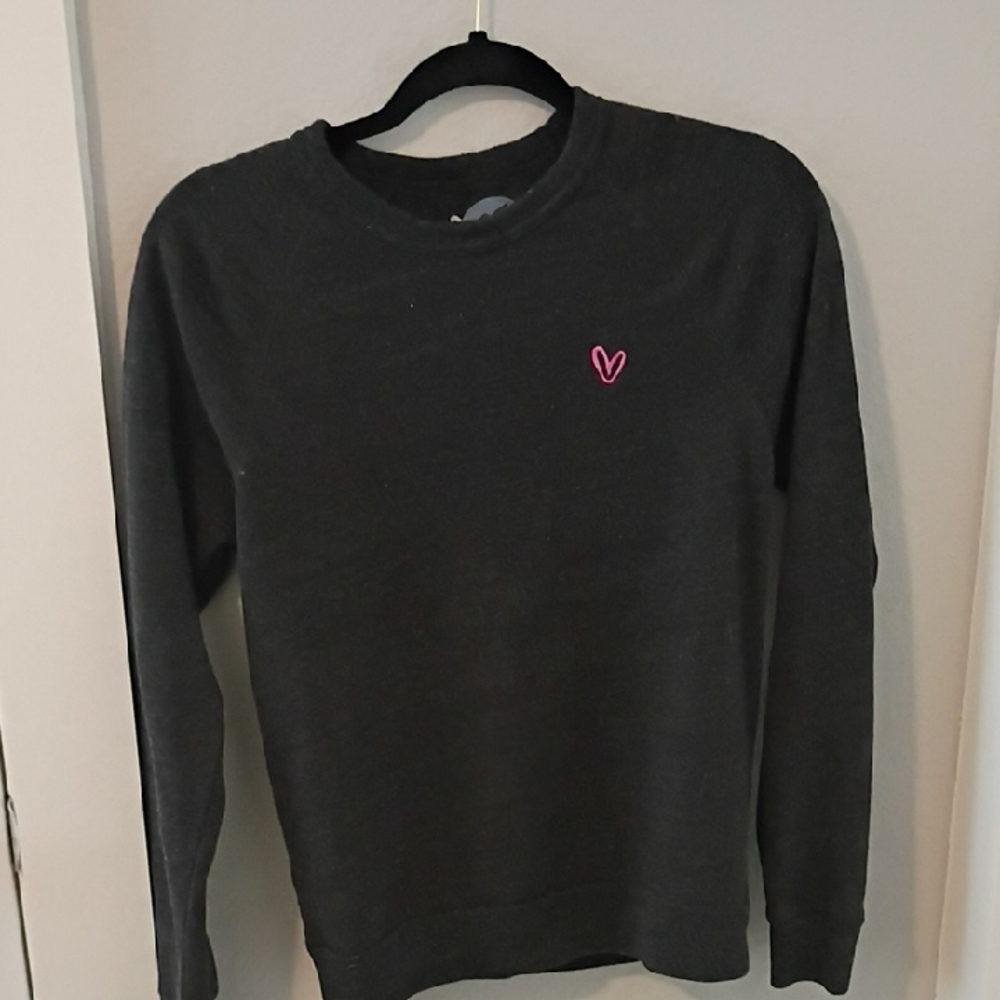 Women's Gray Sweater with Pink Logo